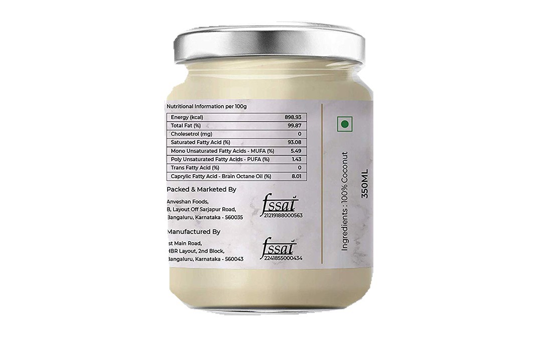 Anveshan Coco Oil    Glass Jar  350 millilitre